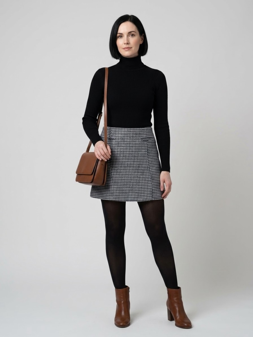 Revolve | ASTR the Label Laudine Houndstooth wool blend Tweed Mini Skirt
